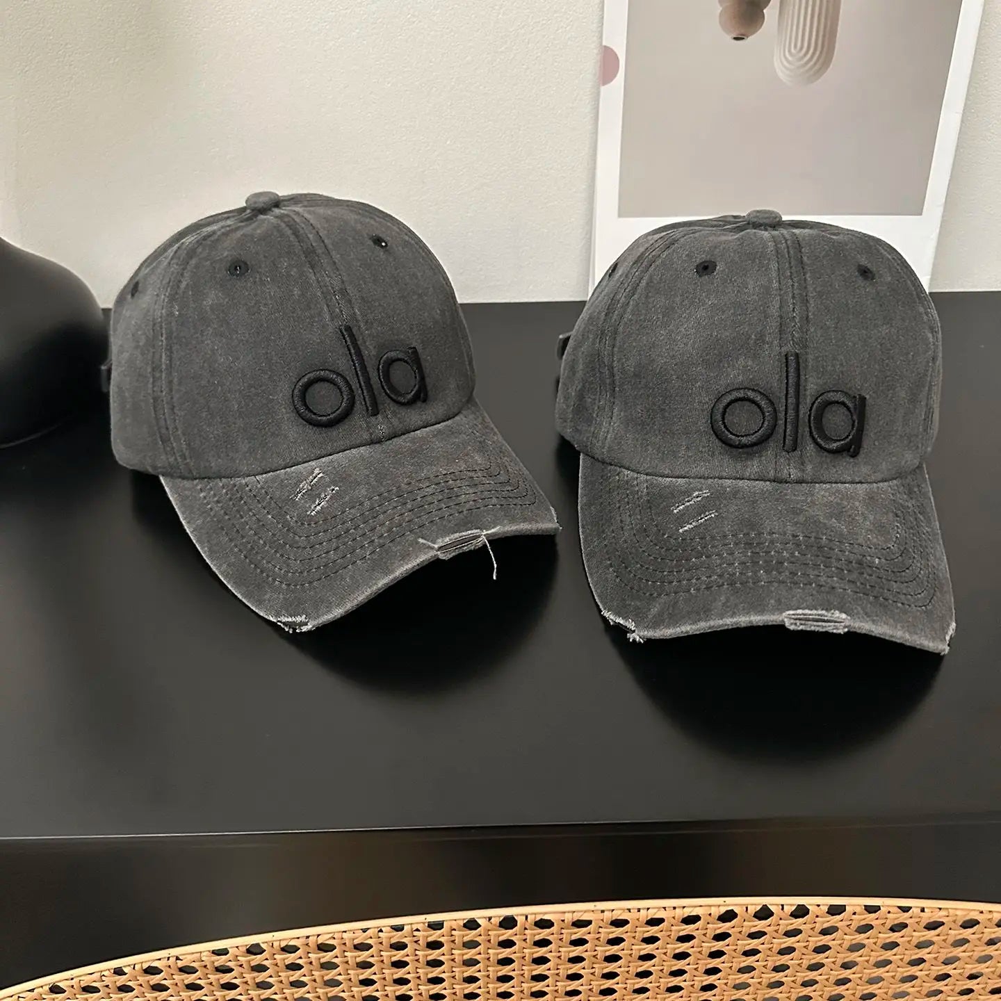 2026 Y2k Washed Denim Cap – Ola Letter Embroidery, Vintage Style Hat