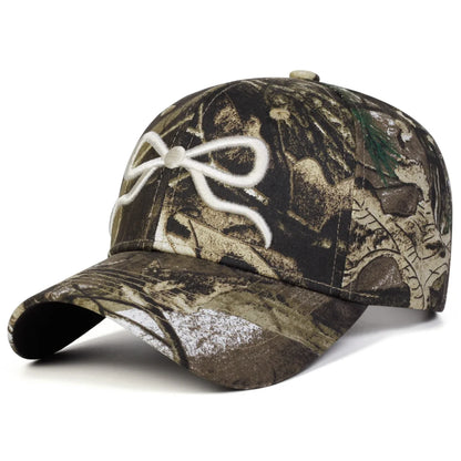 Unisex Bow Embroidery Camouflage Baseball Caps Spring Autumn
