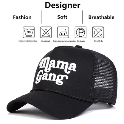 Unisex Mamagang Letter Embroidery Baseball Net Caps Spring and Summer