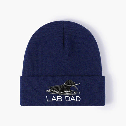 Lab Dad Dog Beanie Hat Knit Winter Cap