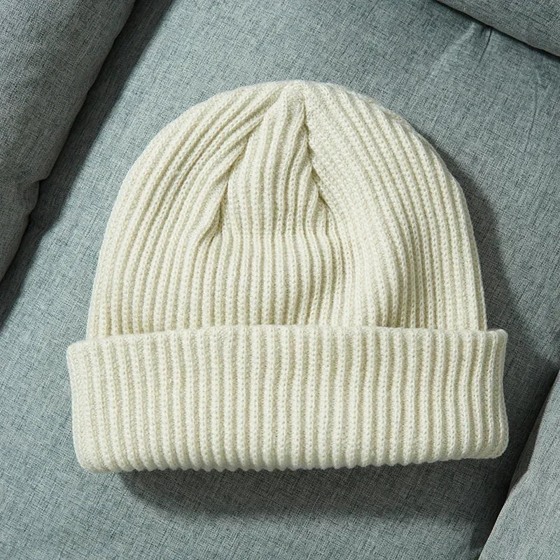 Unisex Solid Color Warm Knitted Beanies For Women Men Winter Autumn