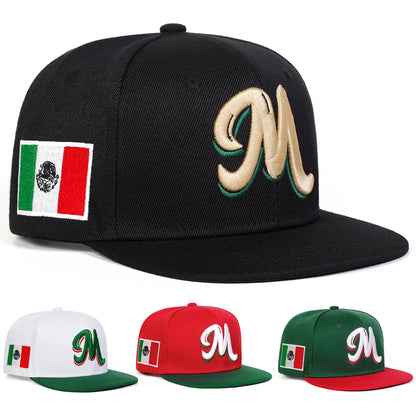 Unisex M Embroidery Side Mexican Flag Hip-hop Net Hats Spring Summer