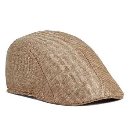 Men's Simple Light Plate Imitation Linen Beret British Retro