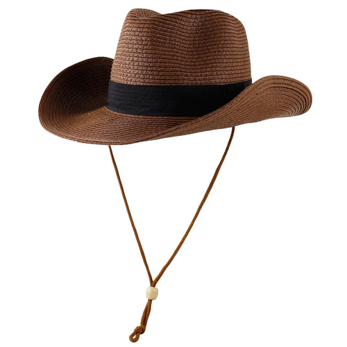 Western Straw Cowboy Hat Foldable Wide Brim Sun Cap Big Head Men Women