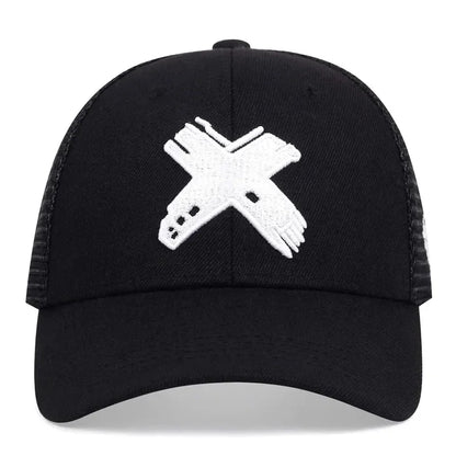 Unisex X Letter Embroidery Baseball Net Caps