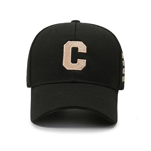 White Golden Letter Baseball Cap For Men