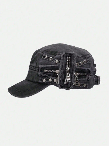 Vintage Rivet Washed Flat Top Street American Baseball Cap