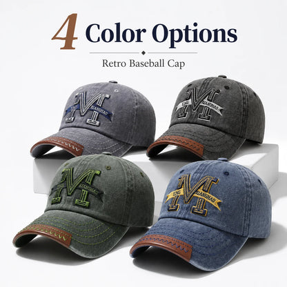 Vintage Washed Cotton Baseball Cap Men Women Letter M Embroidery Dad Hat