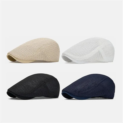 Summer Polyester Solid Newsboy Caps Flat Cap