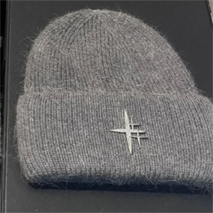 Women Luxury Rhinestone Logo Warm Wool Ear Hat