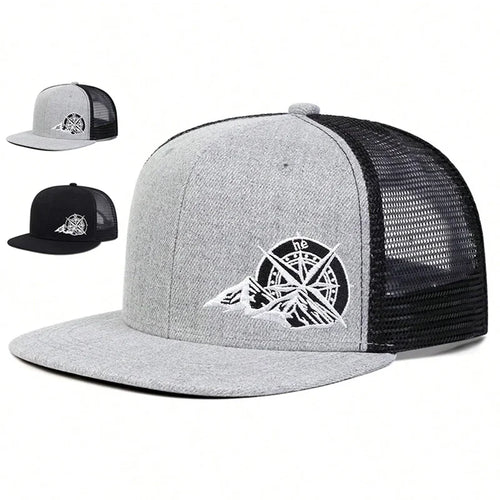 Unisex Compass Mountain Embroidery Baseball Net Hats Spring Summer