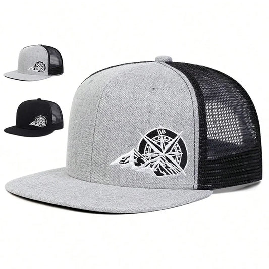 Unisex Compass Mountain Embroidery Baseball Net Hats Spring Summer