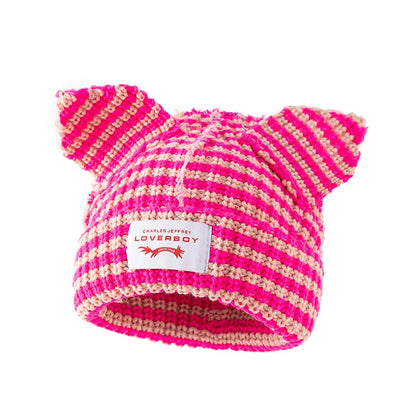 Winter Skullies Hat Unisex Cat Ear Hat Warm Crochet Knitted Hat