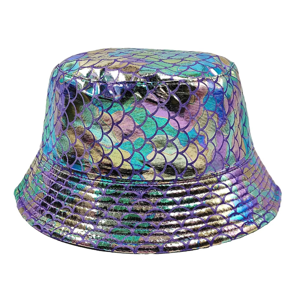 Colorful Shiny Leather Two Sided Fisherman Hat Women's and Men's