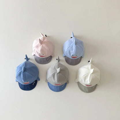 New 3-16M Baby Hat Contrast Color Cute Shark Shape Toddlers Baseball Cap