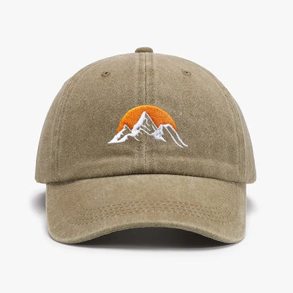 Unisex Embroidered Sunset Baseball Hat, Solid Color Adjustable Outdoor