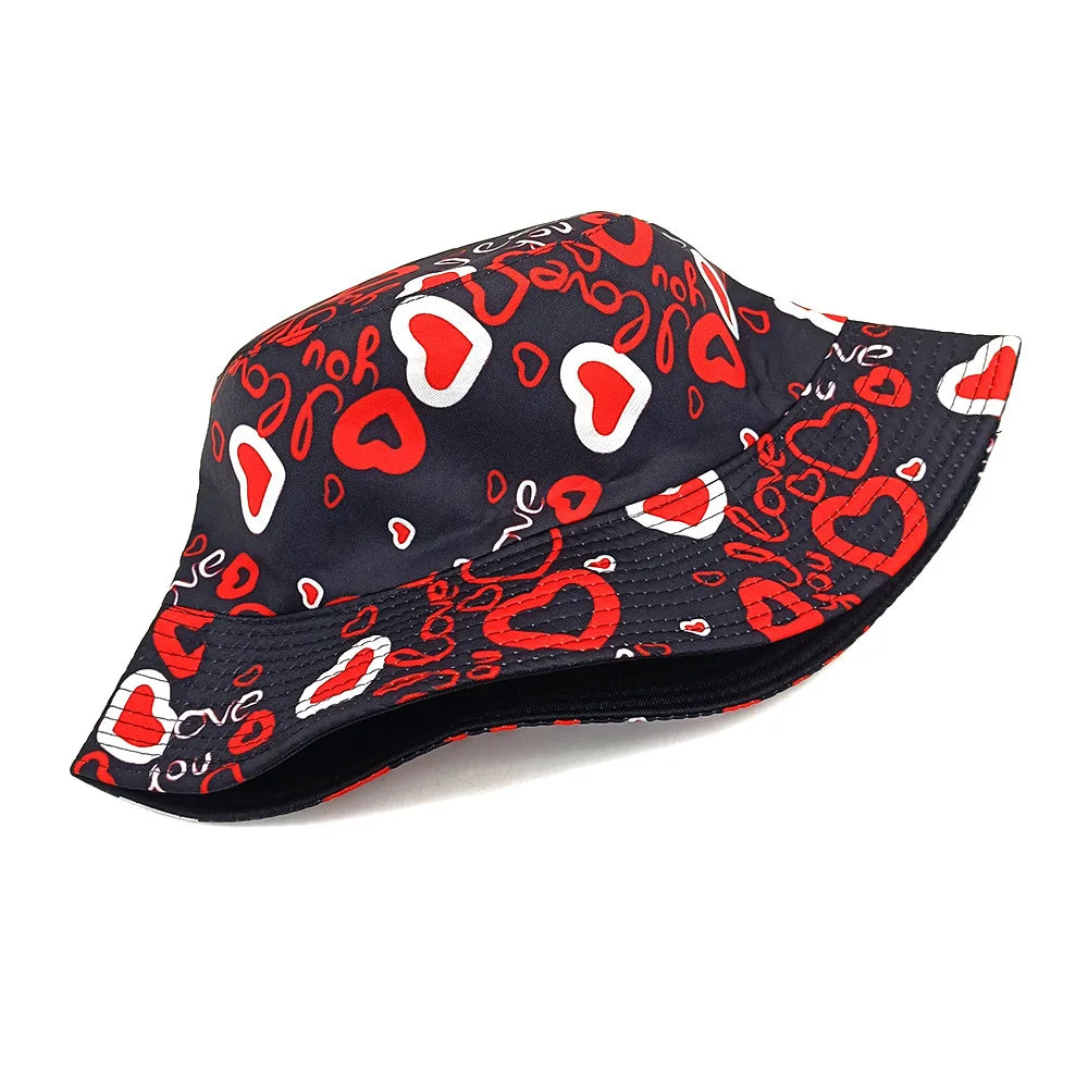 Love Pattern Valentine's Day Gift Bucket Hat Women Men Summer