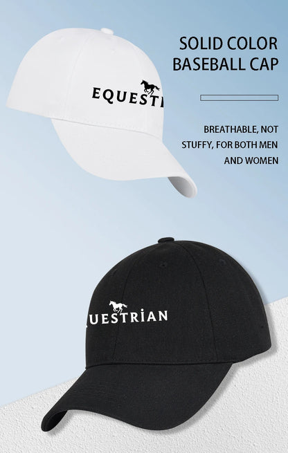 Equestrian Themed Horse Logo Print Soft Top Baseball Cap Soft Comfortable Breathable Adjustable Retro