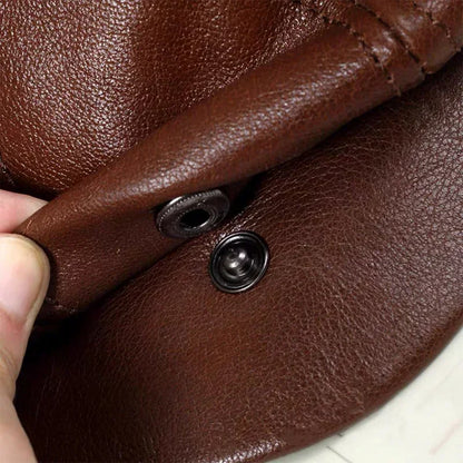 Genuine Leather Hat Cap Cowhide Beret Warm Cotton Men