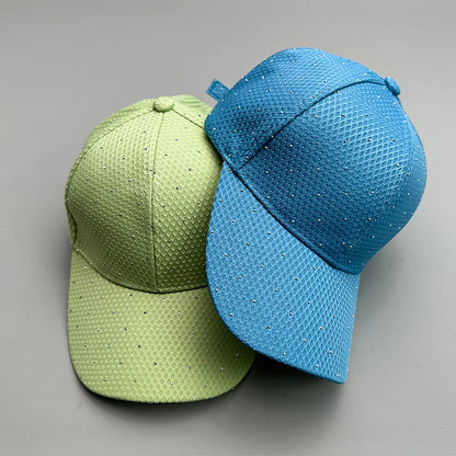 New Flash Rhinestone Simple Streetwear Women Baseball Hats