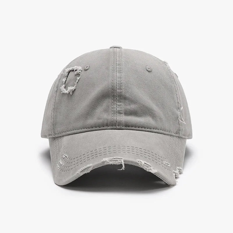 New Beige Plain Distressed Soft-Top Washed Baseball Cap