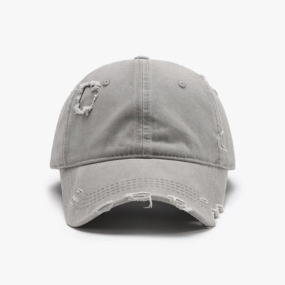 New Beige Plain Distressed Soft-Top Washed Baseball Cap