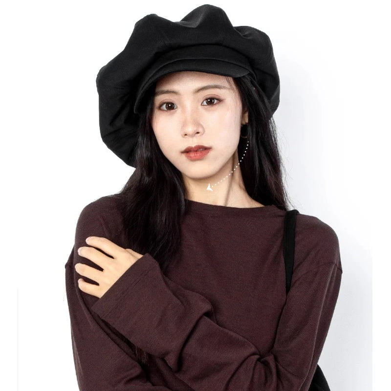 Oversize 62cm Canvas Leather Newsboy Cap