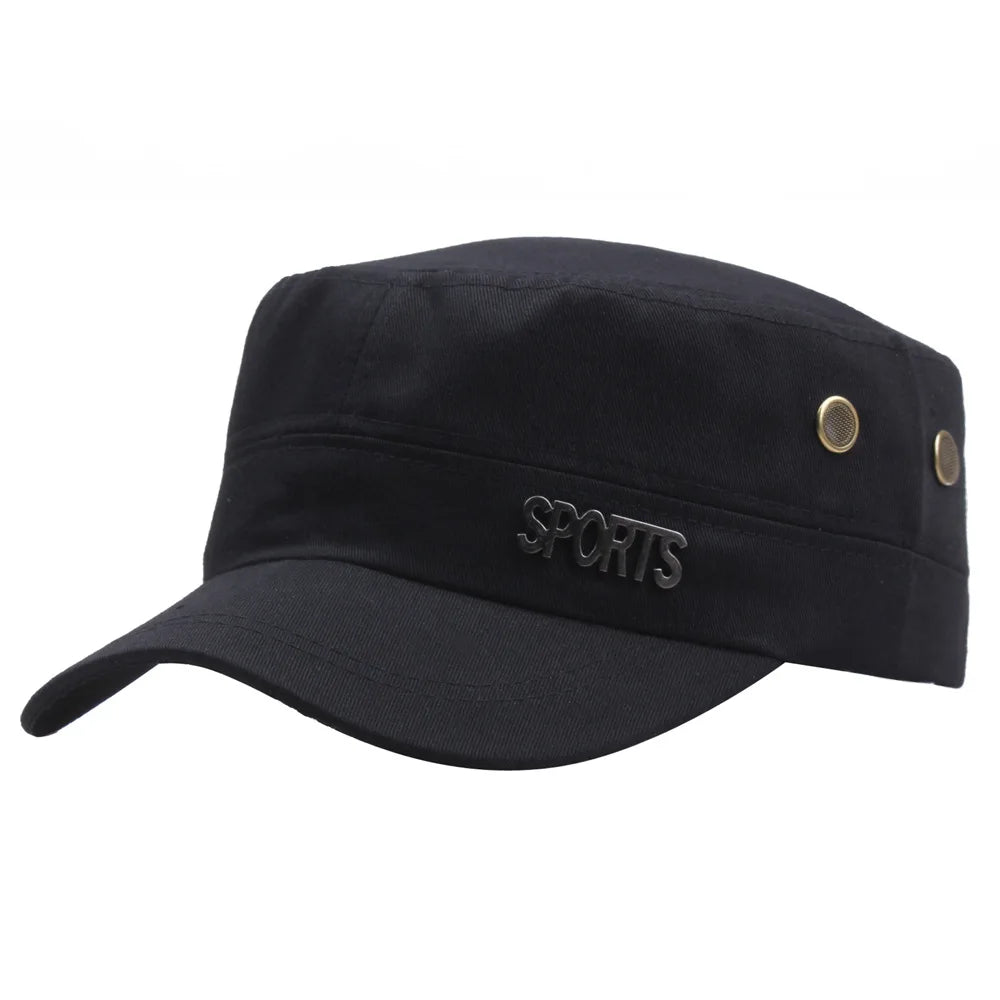 Men's Flat Top Army Baseball Cap Women Spring Solid Cotton Military Tactical Snapback