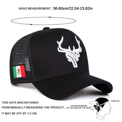 Unisex Antler Embroidery Baseball Net Caps Outdoor Adjustable Casual Hats Sunscreen Hat Sports Cap
