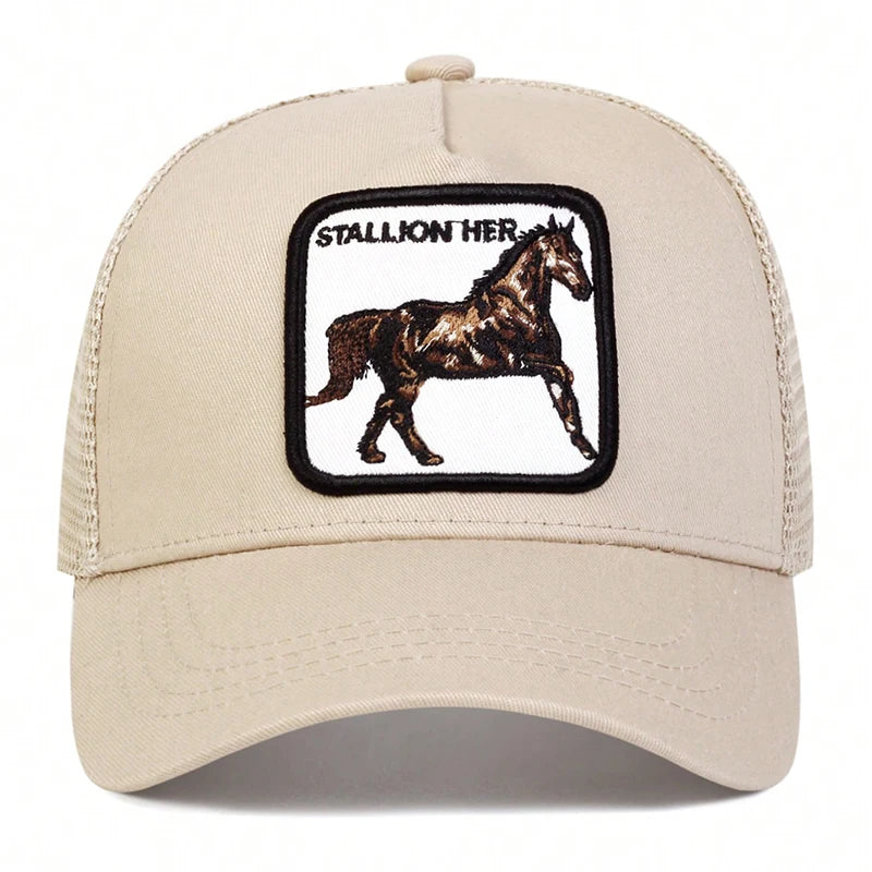 Unisex STALLION HER Letter Embroidery Baseball Net Caps Outdoor Adjustable Casual Hats Dad Hat Sunscreen Hat