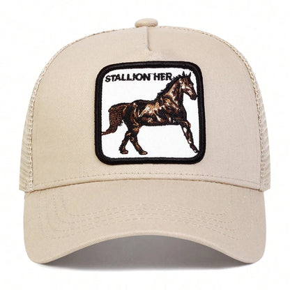 Unisex STALLION HER Letter Embroidery Baseball Net Caps Outdoor Adjustable Casual Hats Dad Hat Sunscreen Hat