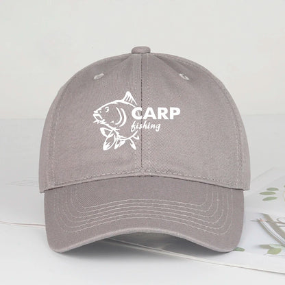 Carp Fishing Print Baseball Cap Adjustable Curved Brim Dad Hat For Men Outdoor Fishing Casual Activities