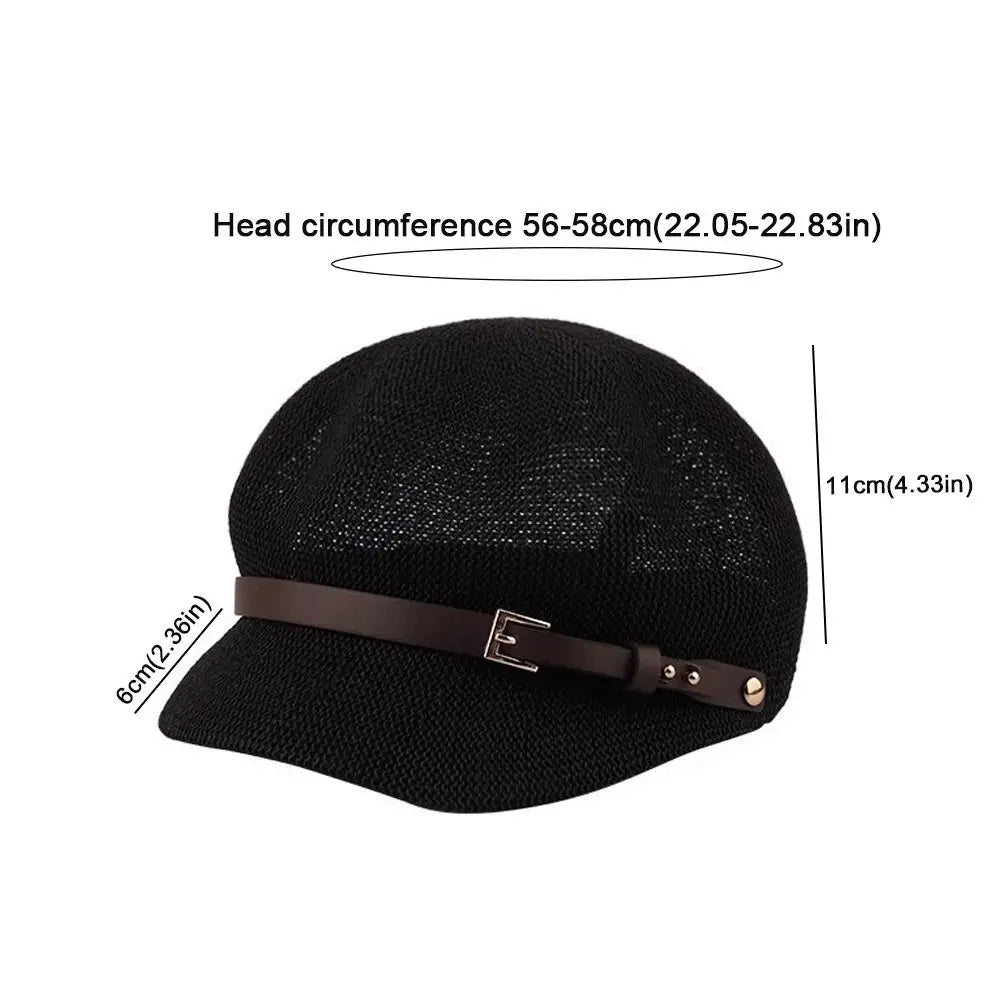 New Breathable Women's Beret Thin Knitted Octagonal Hat