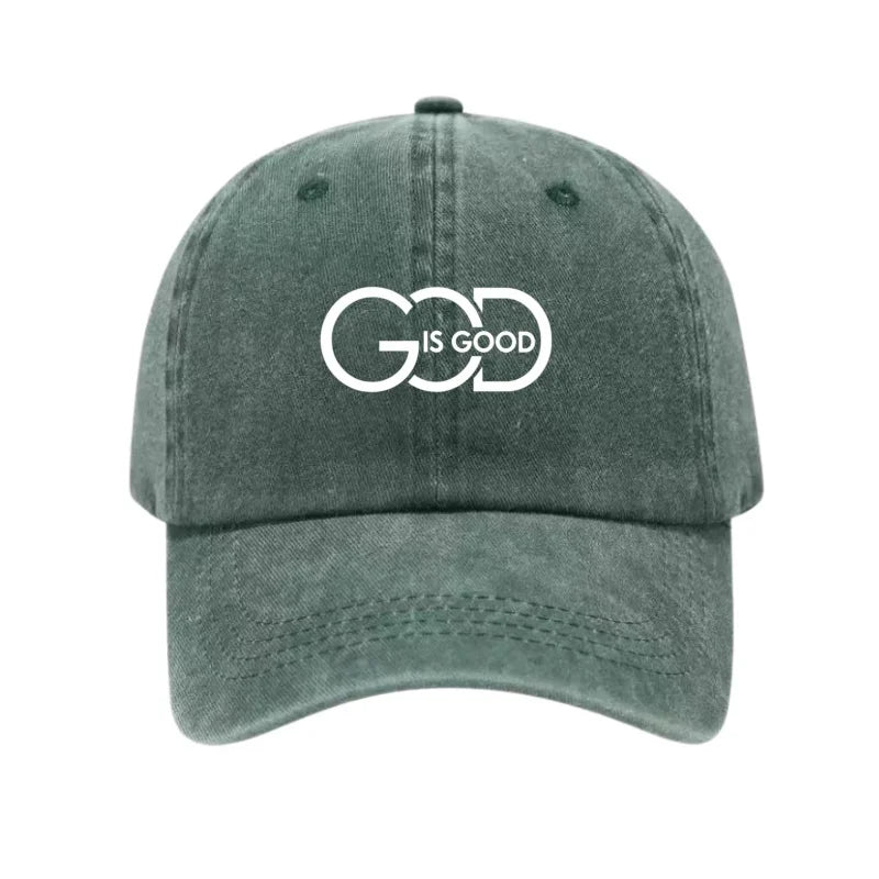 God Is Good Printed Washed Cotton Baseball Cap