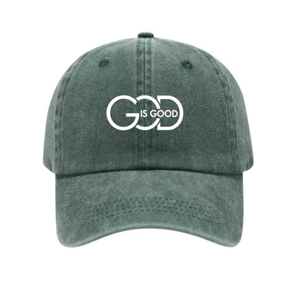 God Is Good Printed Washed Cotton Baseball Cap