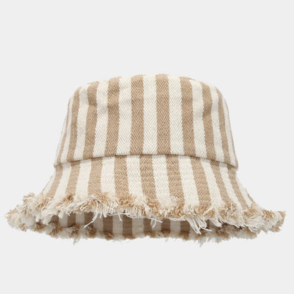 Woven Striped Brushed Edge Fisherman Hat