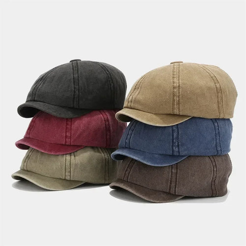 Four Seasons Cotton Solid Newsboy Caps Octagonal Cap