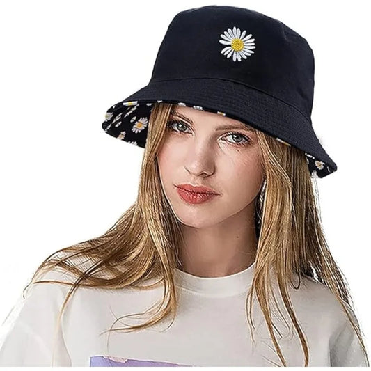 Small Daisy Flowers with Double-sided Fisherman Hat Universal Cotton