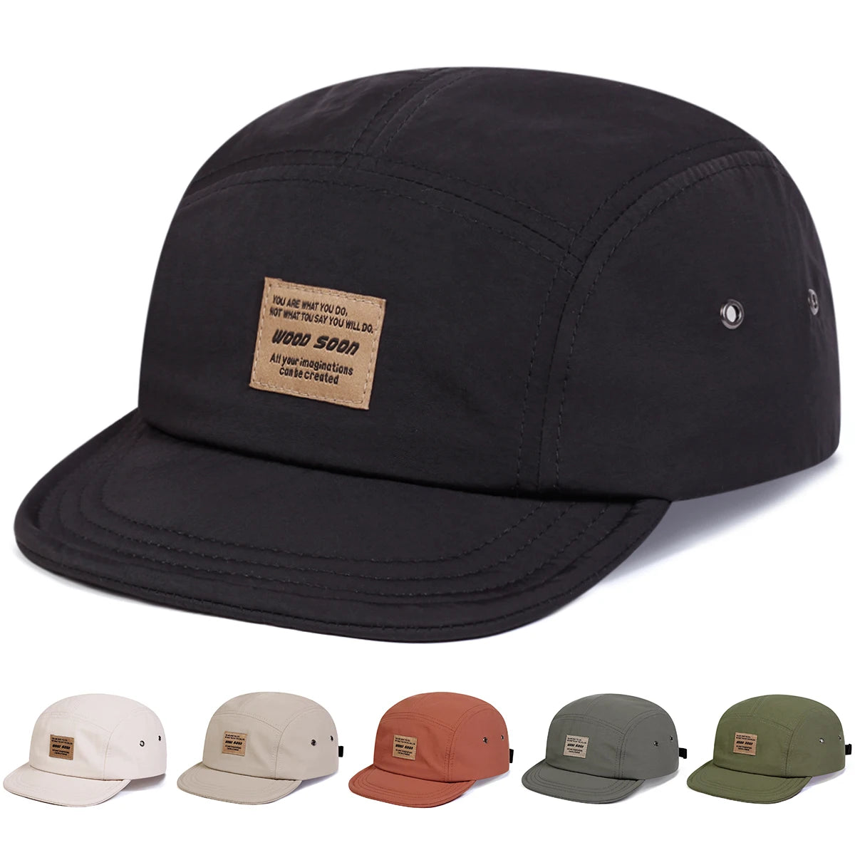 Unisex Wood Soon Letter Label Quick Drying Baseball Caps Spring Summer