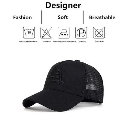 Unisex LA Letter Embroidery Baseball Net Caps Spring and Summer
