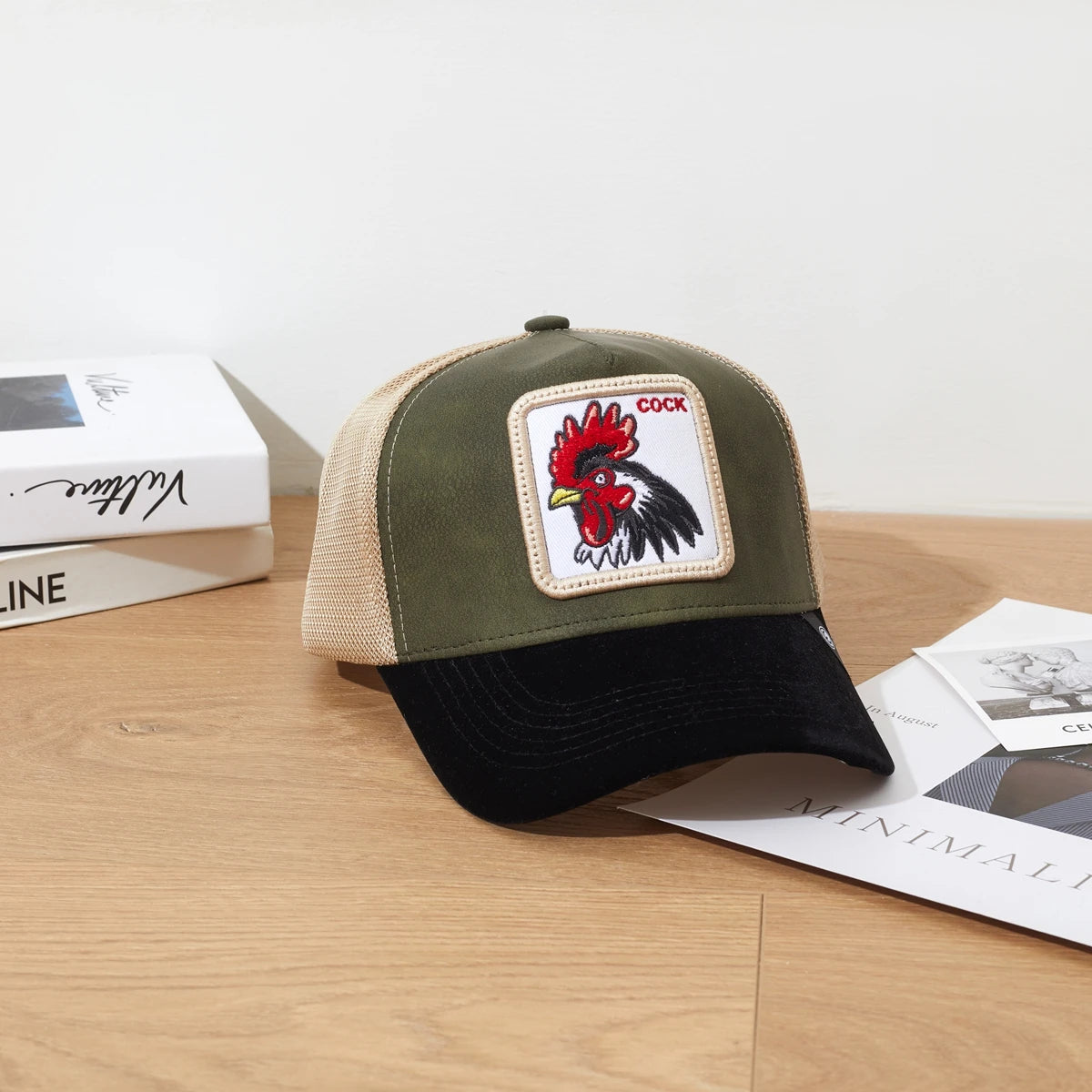 Embroidered Rooster COCK Patch, Distressed Western Streetwear Baseball Cap