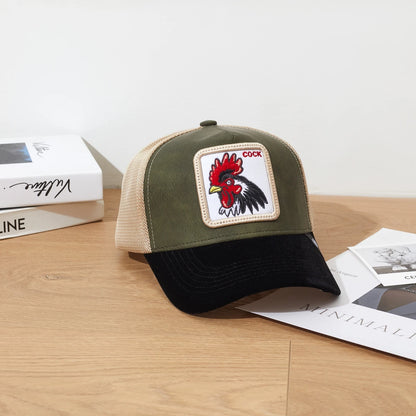 Embroidered Rooster COCK Patch, Distressed Western Streetwear Baseball Cap