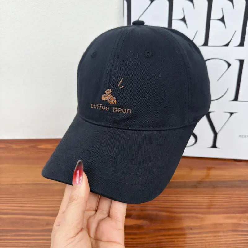 Embroidered Coffee Bean Pattern Baseball Cap for Men Women Spring Summer