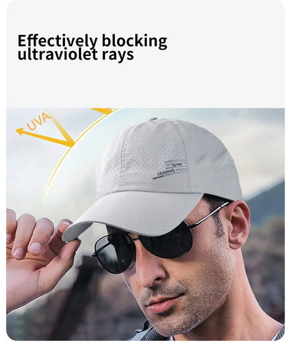 Quick Dry Baseball Cap Outdoor Sports Mesh Breathable Hat Portable Hiking Fishing Sunbonnet Golf Adjustable Cap