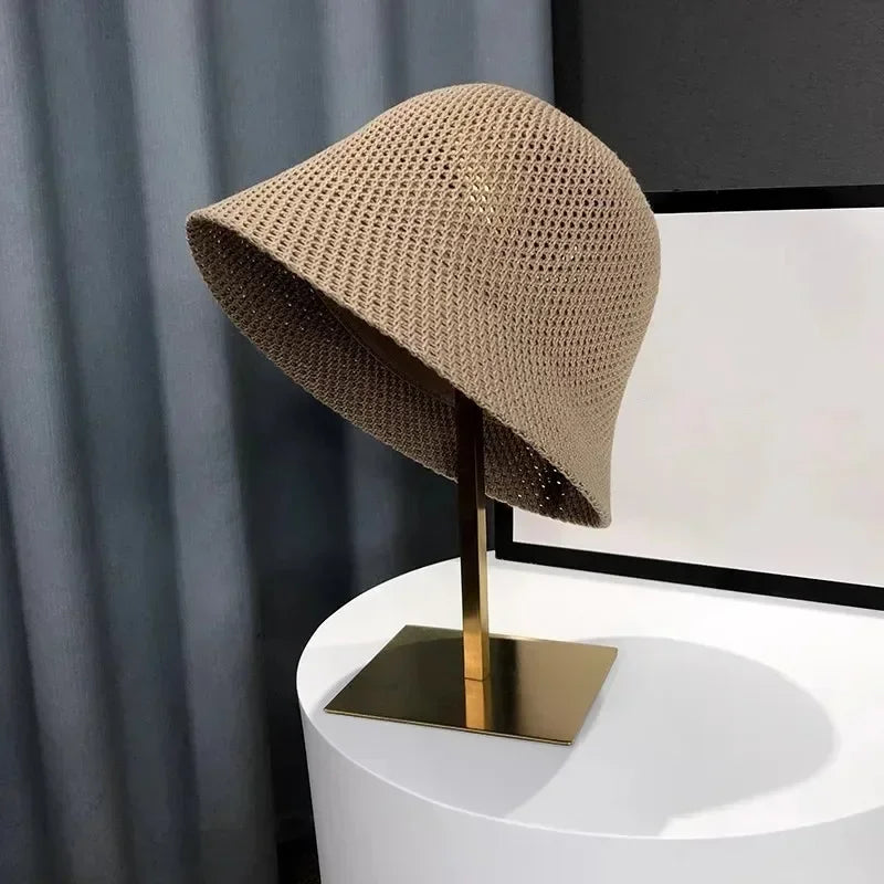 Women Bucket Hat Summer Hollow Out Thin Breathable Sun Hat