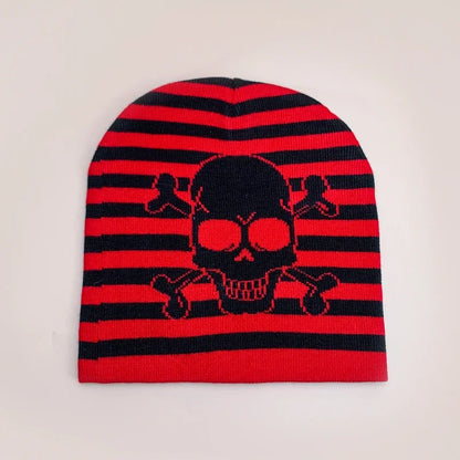 Skull Stripe Wool Knitted Hats Autumn And Winter