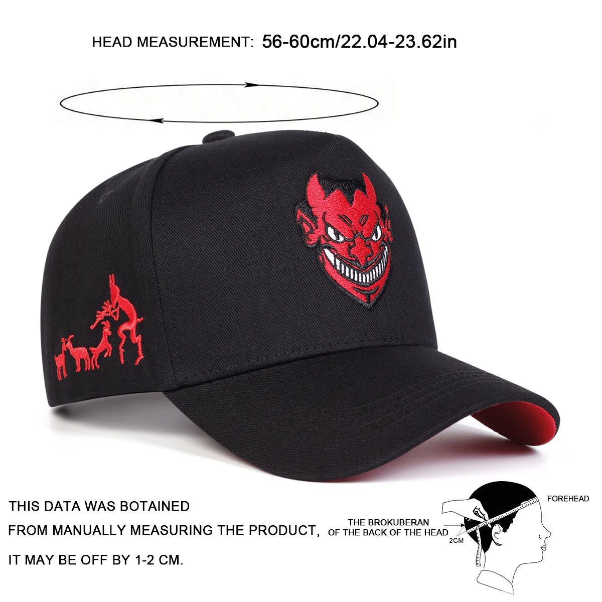 Unisex Devil Embroidery Baseball Caps Spring Autumn