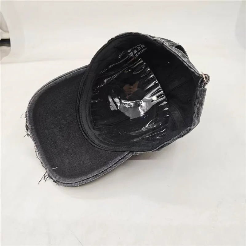 Men's And Women's Ripped Frayed Washed Denim Baseball Cap
