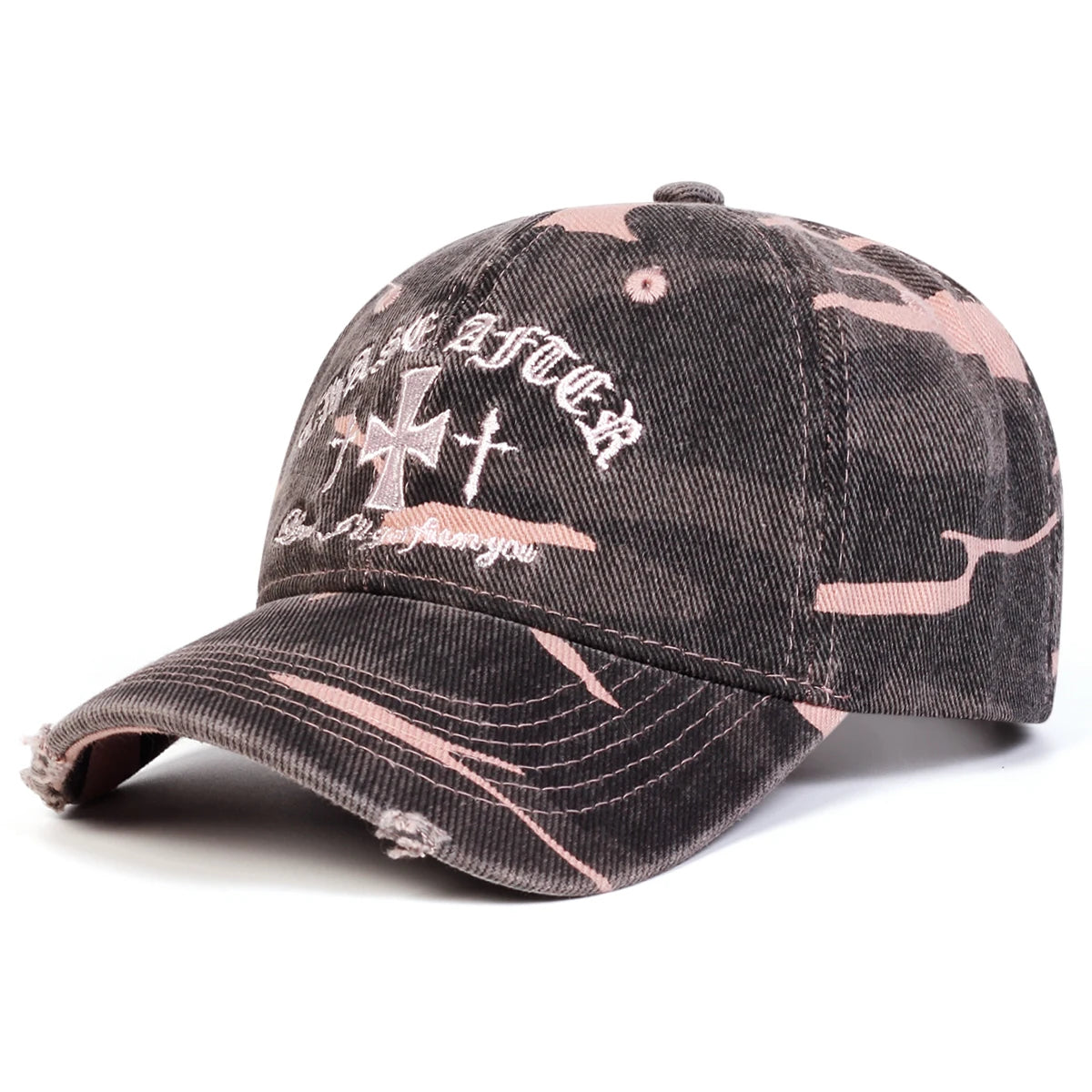 Unisex Cross Embroidery Pierced Baseball Caps Spring and Autumn