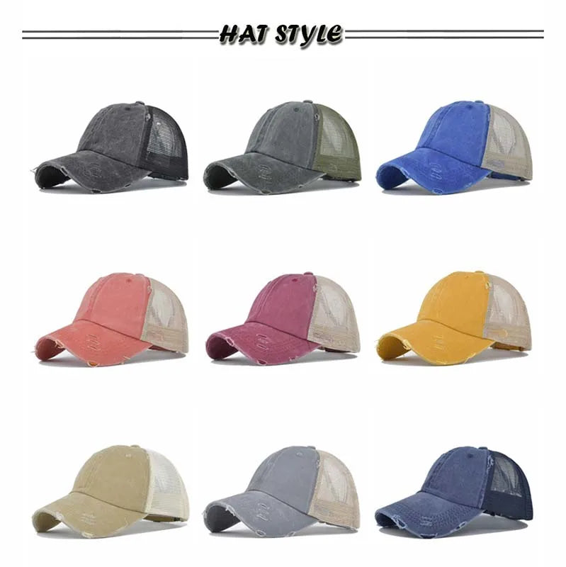 Washed Cotton Mesh Breathable Baseball Cap